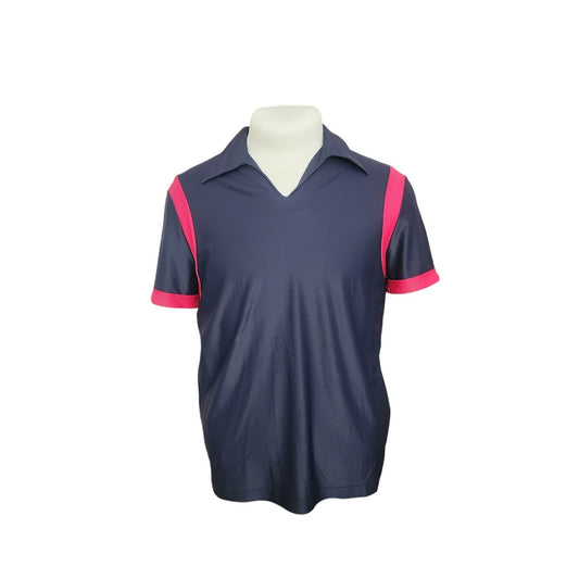 Vintage 90s Prada Linea Rossa Navy Blue Red Shoulder Piping Performance Polo Shirt