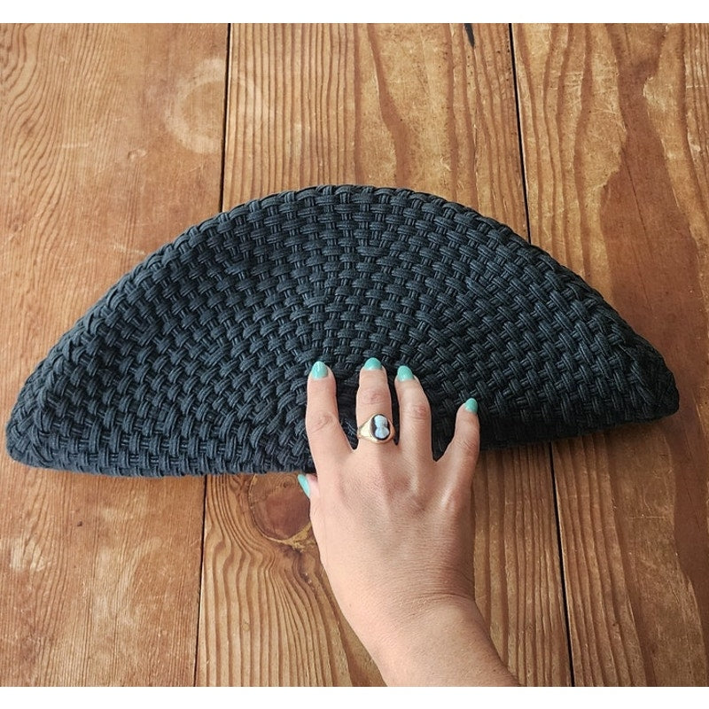 Vintage 80s Black Clutch Bag Half Moon De Vecchi by Hamilton Hodge