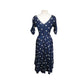 Vintage 1950s Lilli Diamond Dress Blue  White Polka Dot Print Midi / S