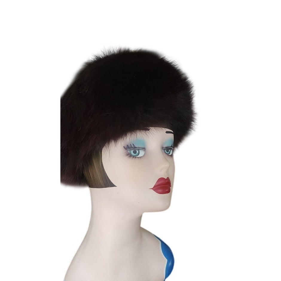 Vintage 1960s Fur Hat Black Fox Tam Beret Marshall Fields