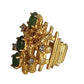 Vintage 60s Ring Gold Jade Stones Maximalist Electroplate Size 5.5