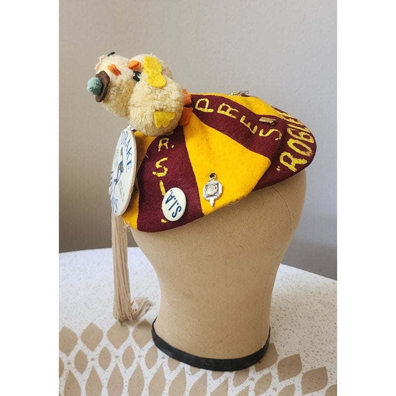 Vintage 1950s College Freshman Beanie "Dink" Cap Historical Pins