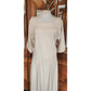 Vintage 1980s Cream Silk Dress Lace Trim Drop Waist Edwardian Style Norma Walters