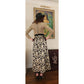 Vintage 1970s Gold & Black Maxi Dress Metallic Spiral Swirl / S