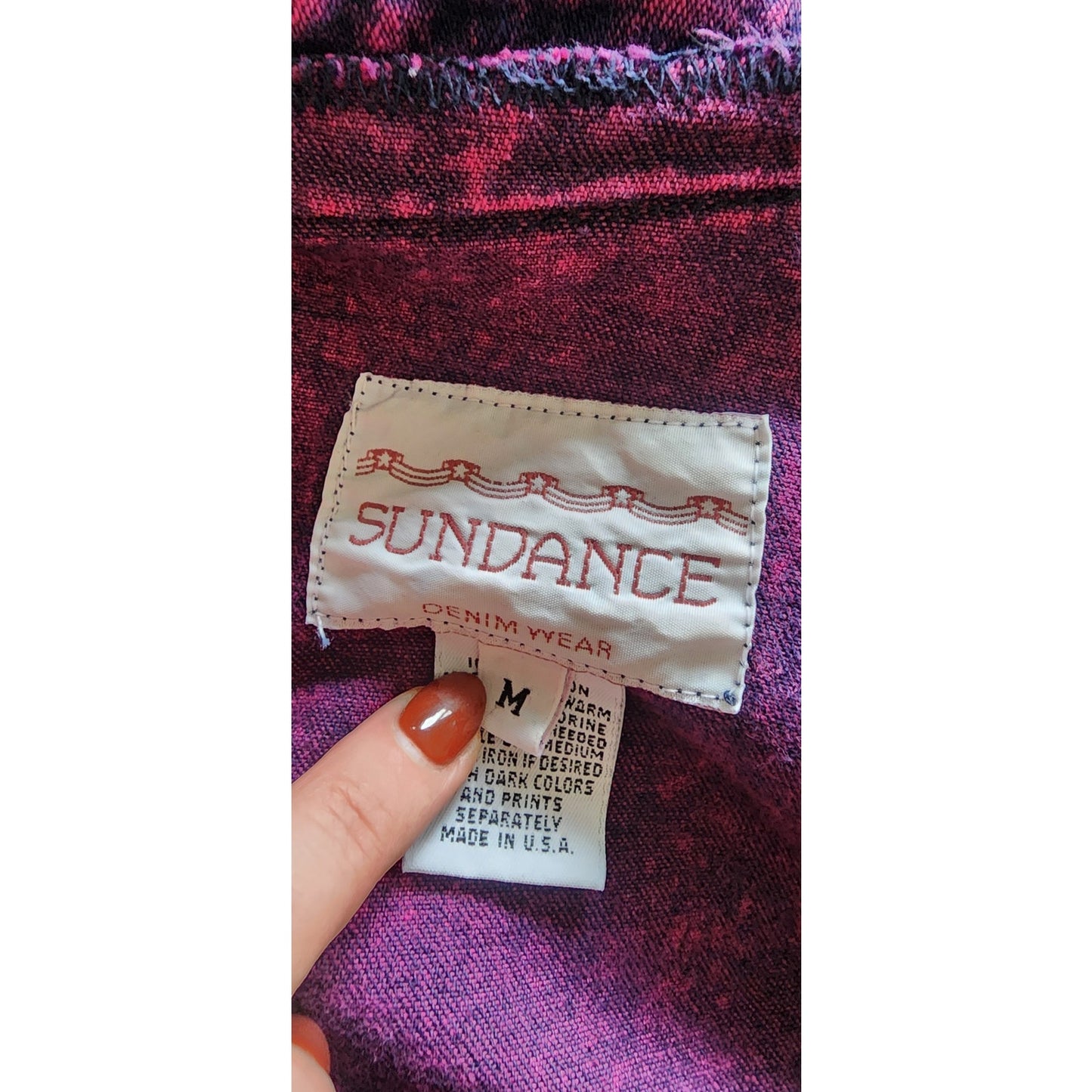 Vintage 80s Purple Denim Jacket w/Southwest Native American Motif Sundance Denim Wear