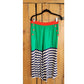 Retro Style Striped Culottes Green Navy Blue High Waisted Sailor Pants / M