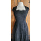 Vintage 50s Black Party Dress Tulle Lace Rhinestones M