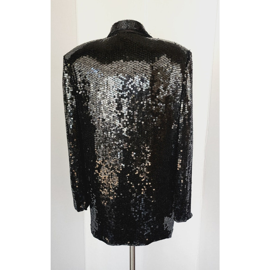 Vintage 80s Blazer Black Sequins & Beads Made in India