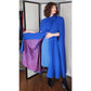 Vintage Blue Wool Cloak 80s Does 40s Large Shoulders