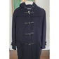 Vintage 1990s Mens Duffle Coat Lands End Navy Blue Wool Hooded w/Toggle Closure