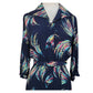 Vintage 1940s Dress Blue Rayon Novelty Print Midi Button Down Belted Shirtdress