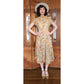 Vintage 40s Floral Print Short Sleeve Button Front Cotton Midi Day Dress w/Pockets Circle Skirt
