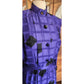Vintage 80s Blue Geometric Print Silk Dress Button Down Shirt Dress Albert Nipon