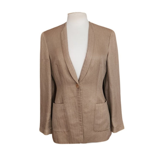 Vintage 1990s Giorgio Armani Black Label Blazer Minimalist Jacket Beige Size M