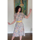 40s Saybury Paisley Rayon 2 Pc Dress &amp; Jacket Set with Yellow Sleeves &amp; Belt