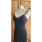 Vintage Black Negligee Slip Dress Lace Trim Spaghetti Straps / M