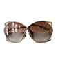 Vintage 1970s 1980s Christian Dior 2056 Butterfly Sunglasses Gold Frame