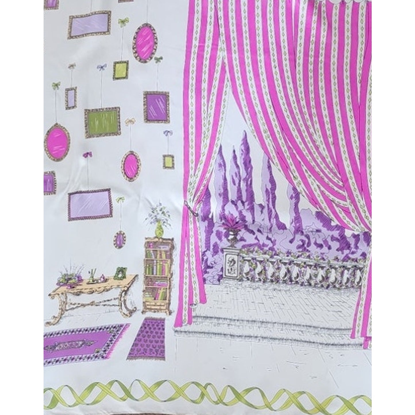 Vintage 1950s Emilio Pucci Scarf "Villa Toscana" 1957 Archival Documented Italian Interior Curtain Window Frames