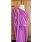 Vintage 80s Purple Evening Dress Grecian Drape Torso Beaded Shoulders Jonathan Hitchcock