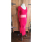 Vintage 90s Red Party Dress Long Bodycon Sheer Panels / Halla / S