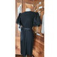 Vintage 1980s Bill Blass Party Dress Black Organza Puffy Sleeve Belted Medium