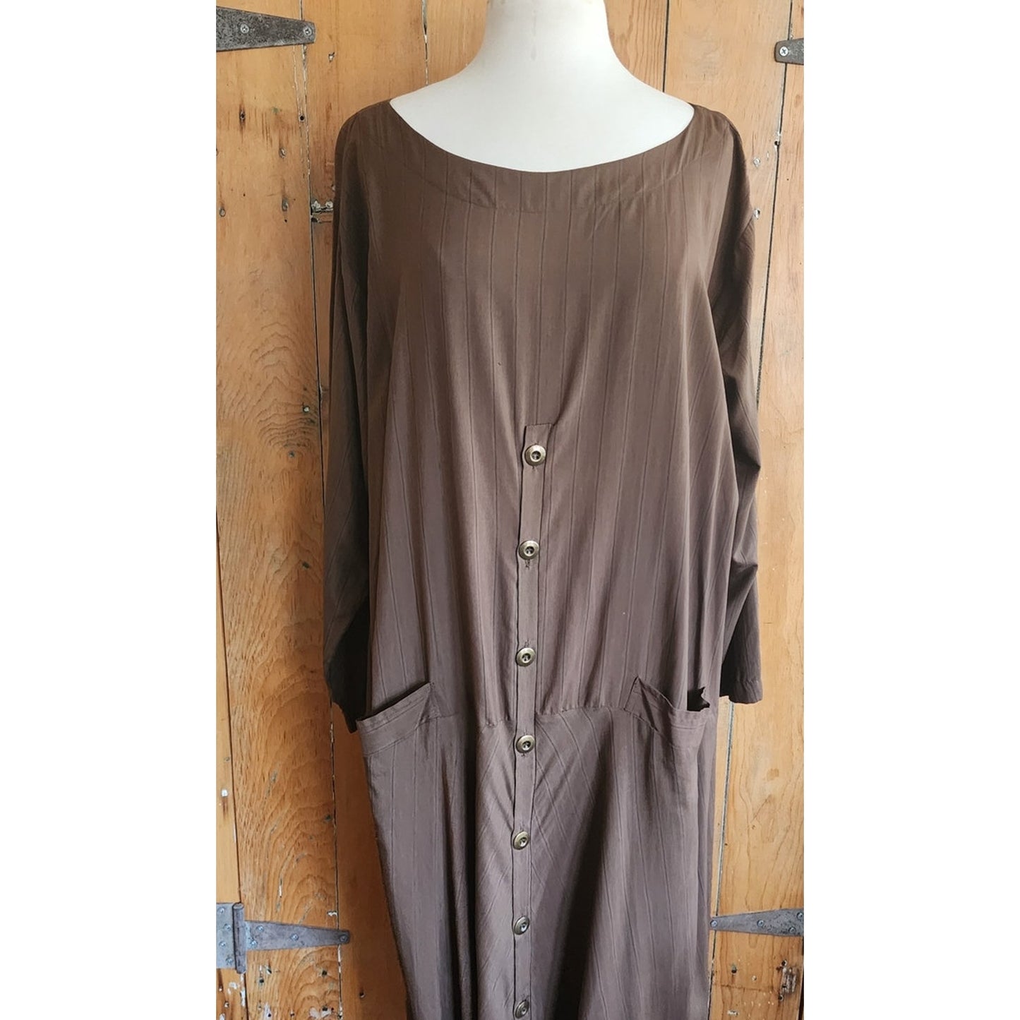 Vintage 2000s J Morgan Puett Dress in Brown Striped Silk