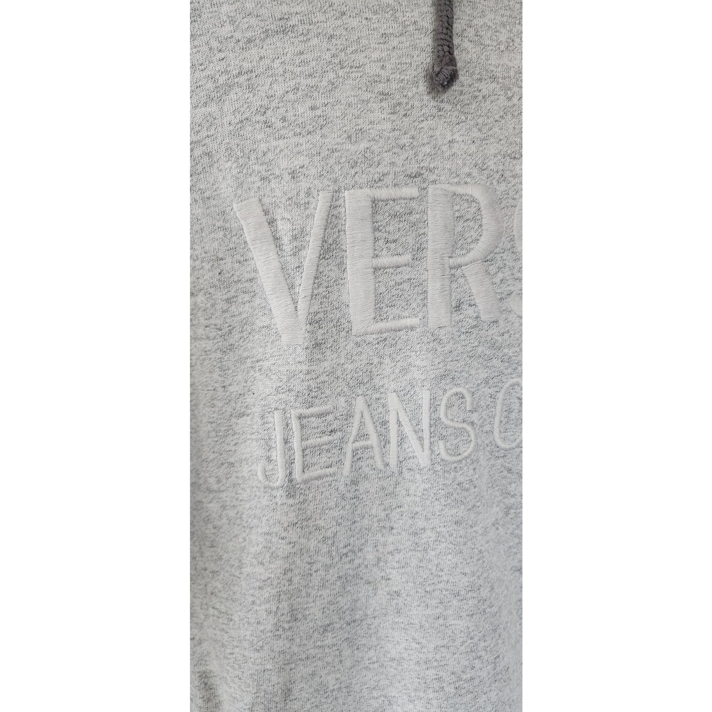 Vintage 90s MENS Versace Jeans Couture Gray Hoodie Long Sleeved Top Shirt XL