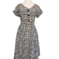 Vintage 50s Cotton Print Day Dress Black White MCM Tiki Pattern Rockabilly Short Sleeved / M