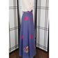 Vintage 70s Dark Denim Long Skirt Red Butterfly Embroidery India S. Kumar