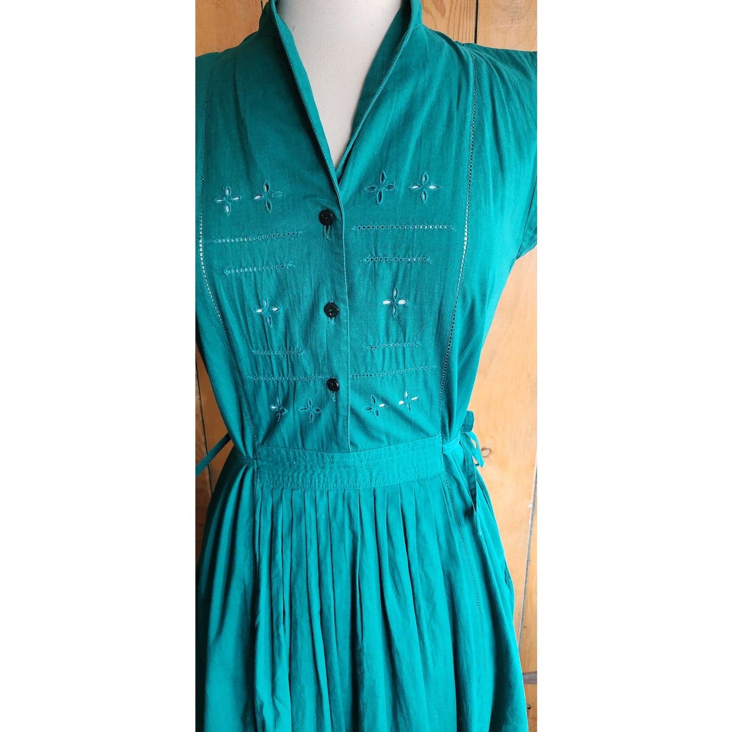 Vintage 80s Summer Dress Teal Cotton French Connection