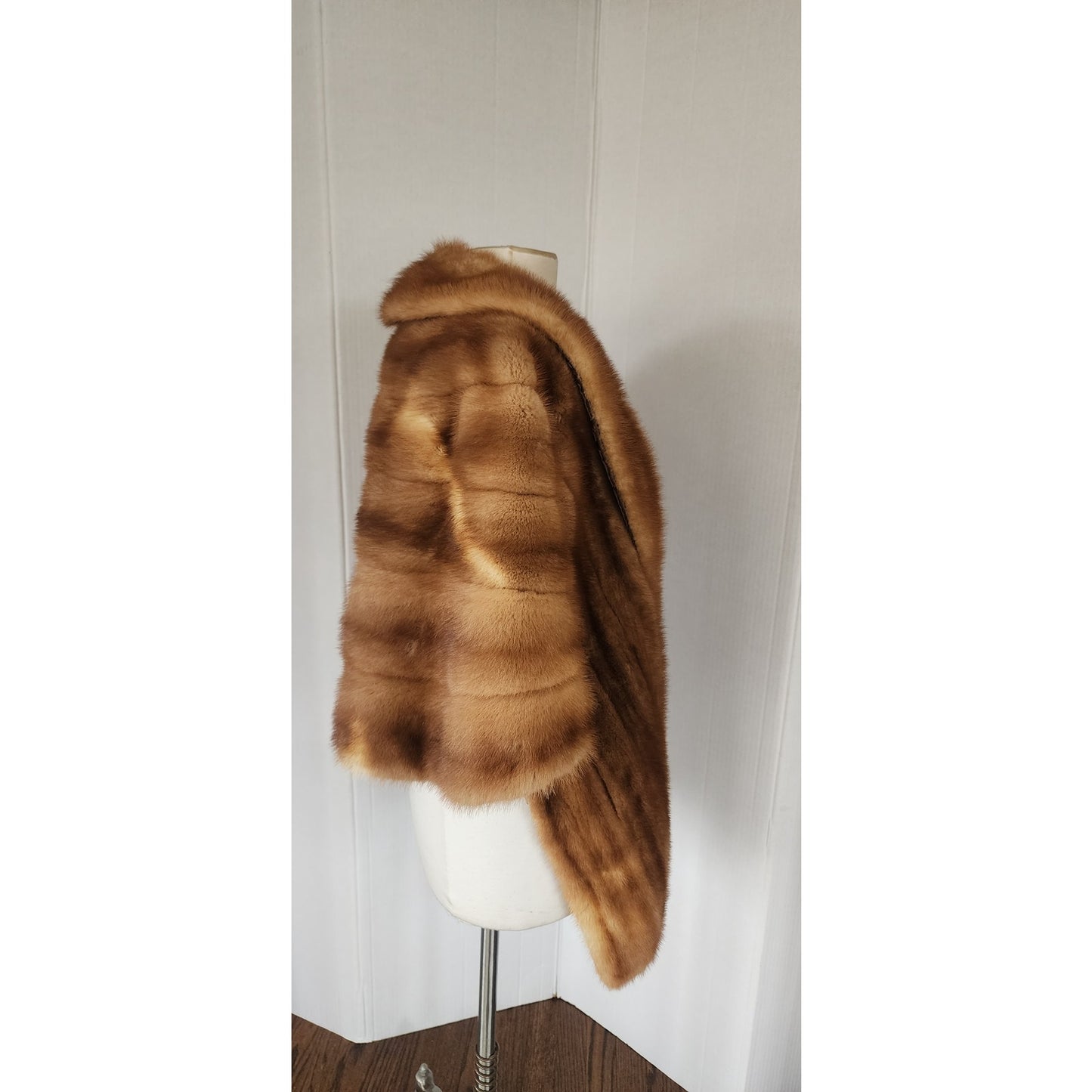 Vintage 50s Brown Mink Fur Shrug Wrap Stole Shawl