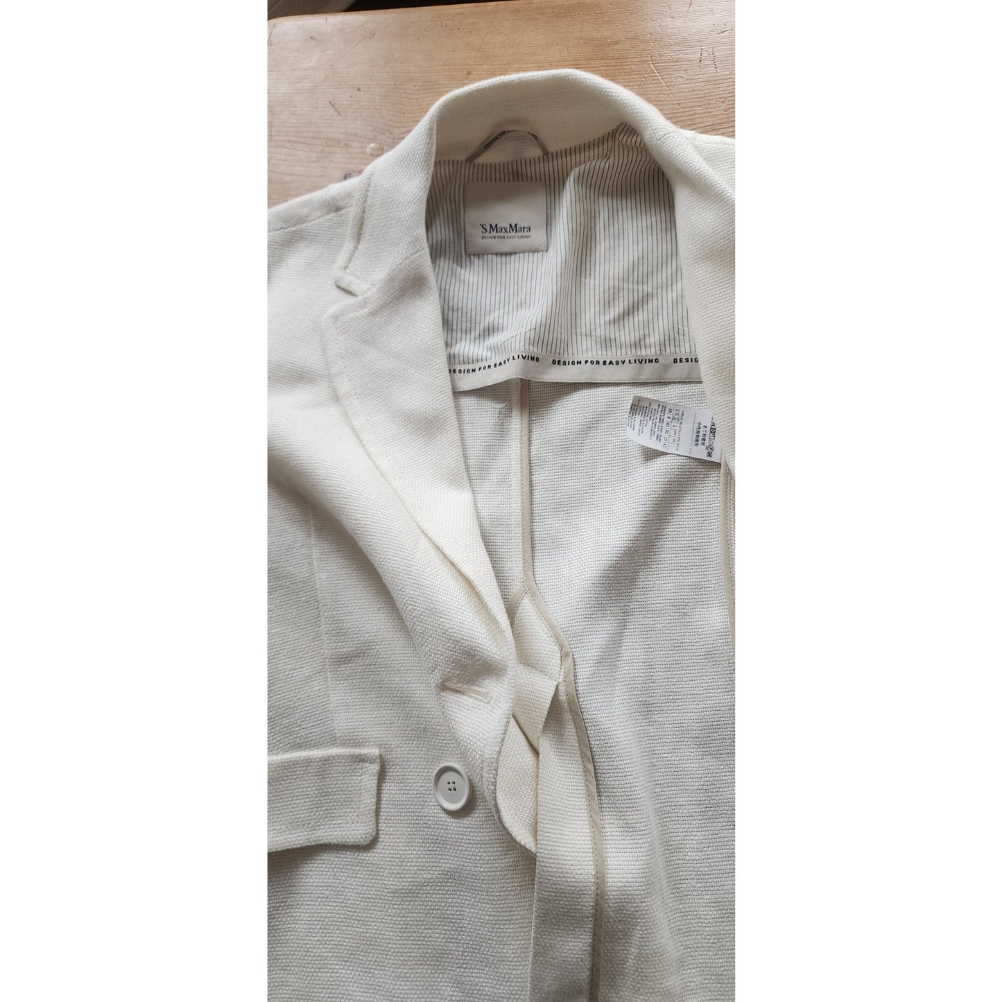 Vintage 2000s Max Mara Blazer Cream Off White Linen Blend Double Breasted