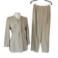 Vintage 90s Pant Suit Beige Cotton Rayon Joan & David / Small
