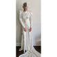 Vintage 1940s Wedding Dress Ivory Damask Long Sleeves by LaRose / Small