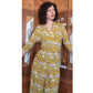 Vintage 1940s Yellow Rayon Novelty Print Midi Dress XS