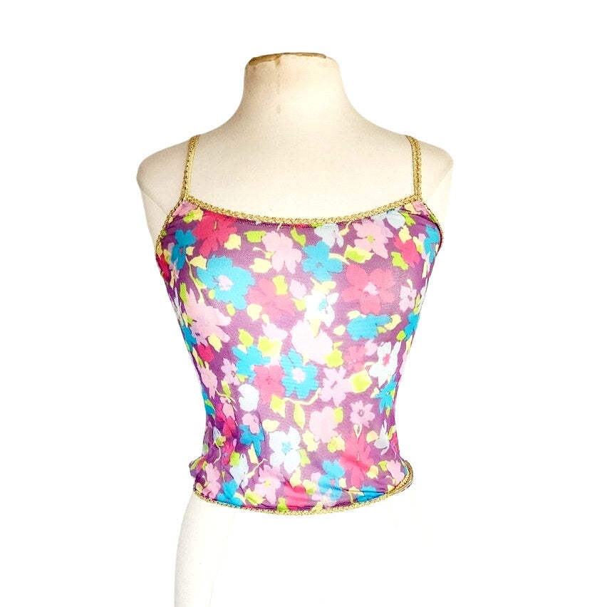 Vintage Dolce Gabbana Tank Top Sheer Floral Y2K 2000s