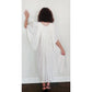 Vintage 1970s Amerikan Climax Caftan Dress White Cream Cotton Angel Sleees Gauzy