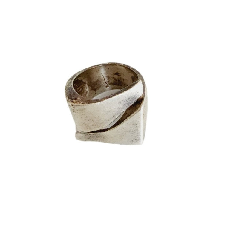 Vintage Sterling Silver Ring Brutalist Sculptural Style Size 4.5