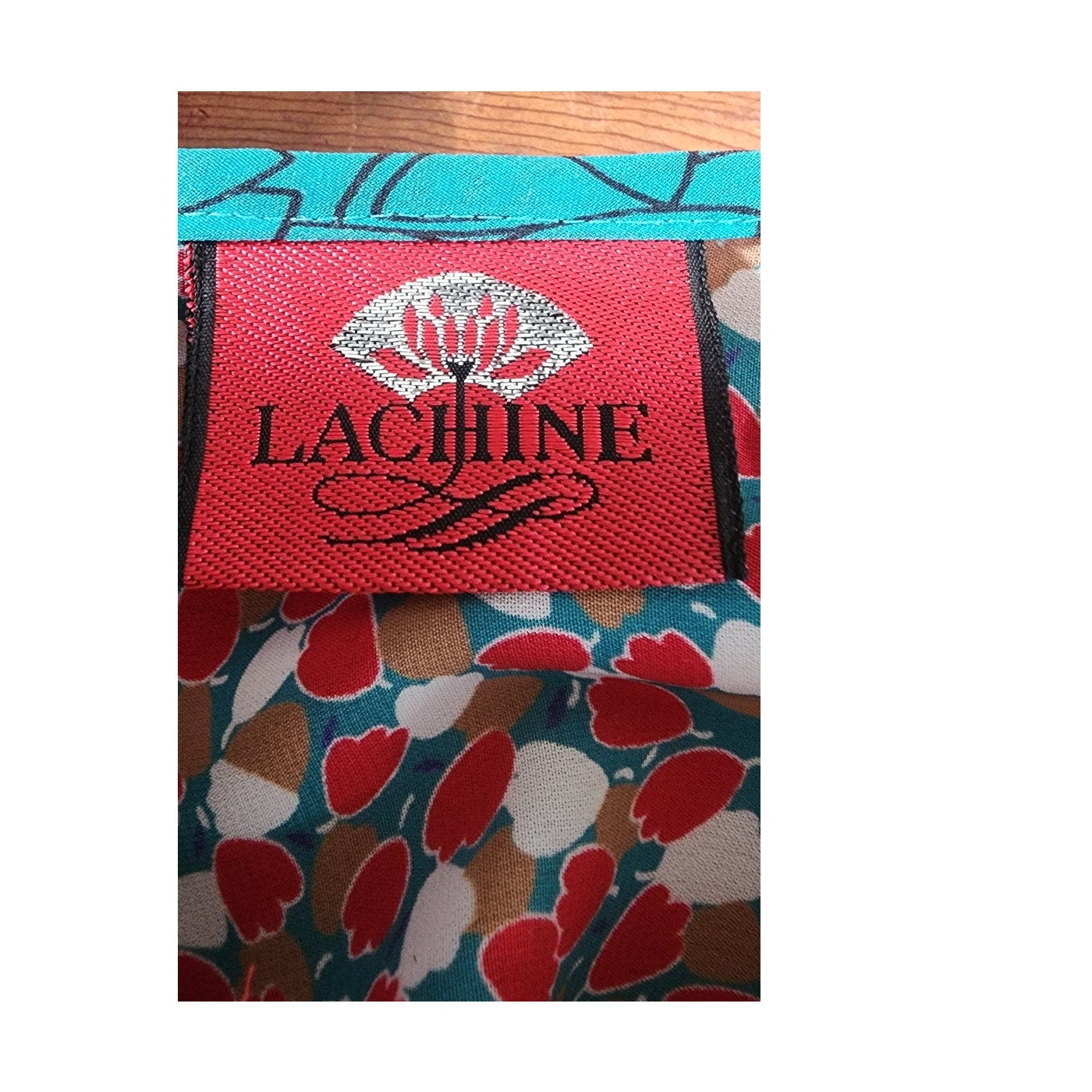 Vintage 1980s Lachine Tunic + Pants Set Polyester Georgette Red Graphic Print / Medium