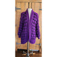 Vintage 80s Purple Sweater Cardigan Bubble Knit Oversized by Career Franklin