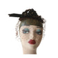 Vintage 1950s Hat Chanda Brown Beaded Velvet Asymmetrical Fascinator Bonwit Teller