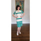 Vintage 1950s Nelly Don Dress Green Polka Dot White Cotton Hope Reed Short Sleeve
