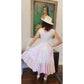 Vintage 90s Cotton Print Sun Dress Sleeveless White Pink Cityscape Print Circle Skirt / S