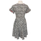 Vintage 50s Cotton Print Day Dress Black White MCM Tiki Pattern Rockabilly Short Sleeved / M
