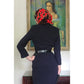 Vintage 80s Belt Rhinestone Buckle Black Leather /