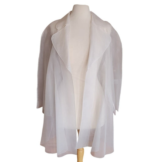 Vintage 90s Sheer White Jacket White Organza Victoria March Chicago Designer