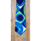 Vintage 60s Mens Wide Tie Bold Geometric Print Psychedelic Blue Green
