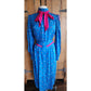 Vintage 80s Blue Silk Dress Polkadot Print Francesca Damon Starington