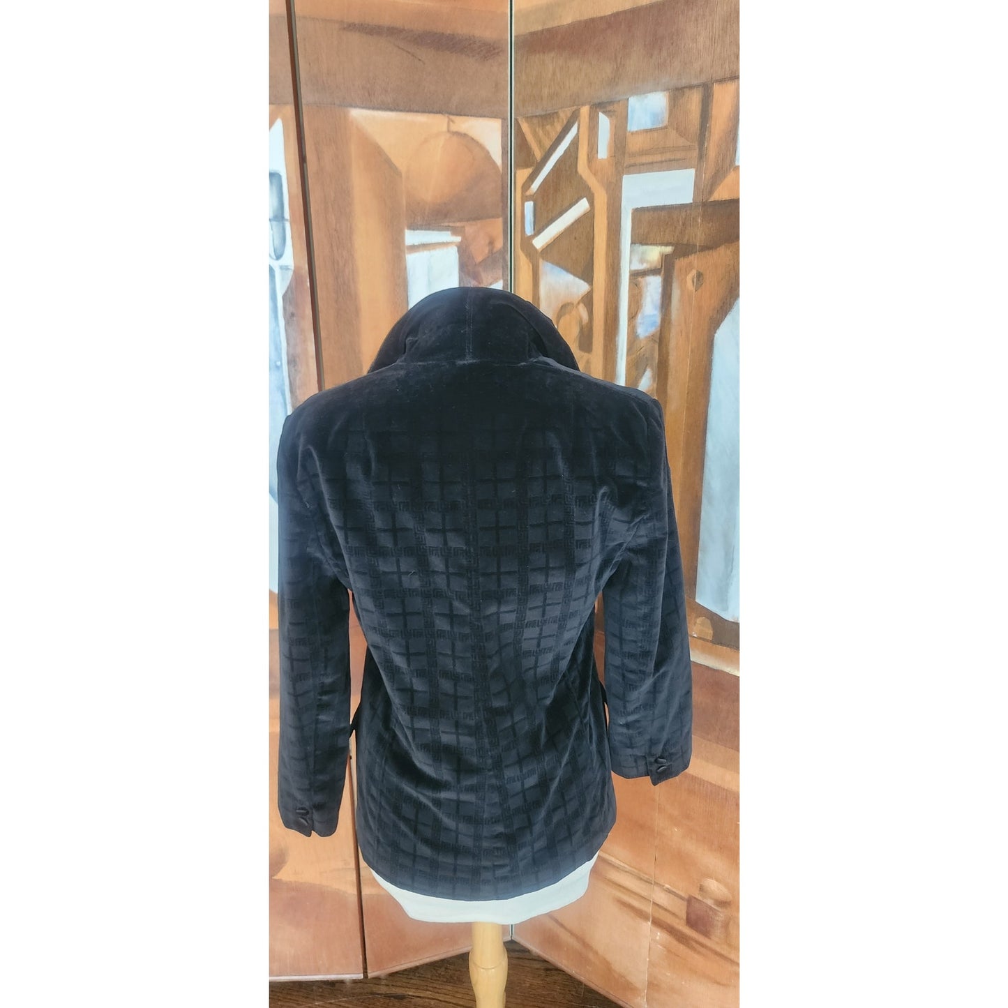 Vintage 70s Black Velvet Blazer Fitted Jacket Gino Rossi / Small