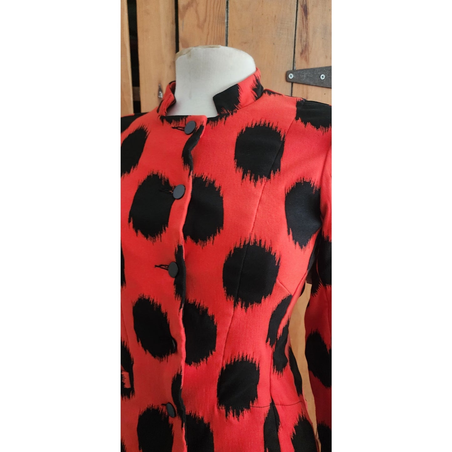 Bitte Kai Rand Blazer Orange Black Spots Ikat Print Danish Art to Wear NWT